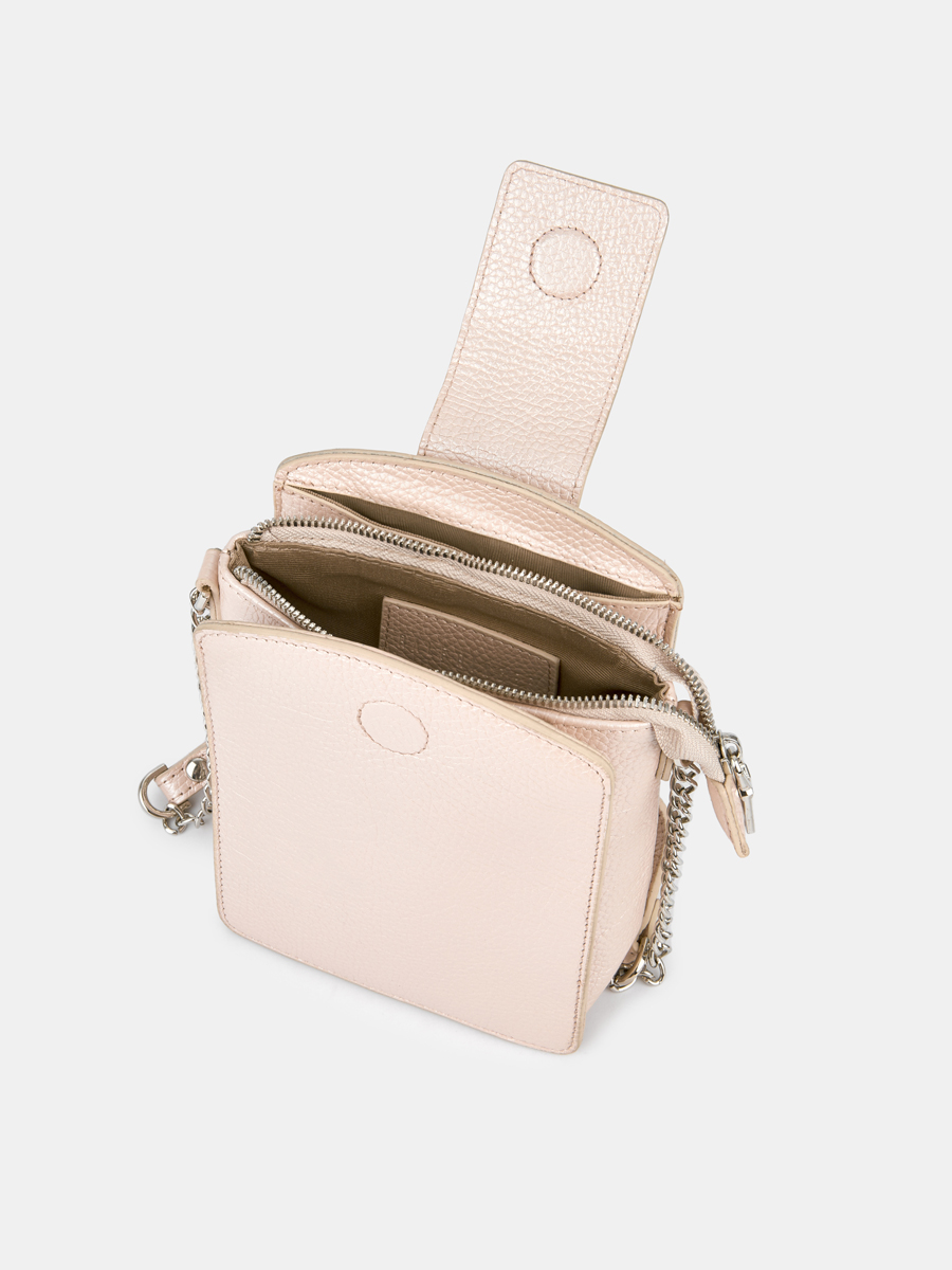 Сумка женская из натуральной кожи, розовая, 13х18х6