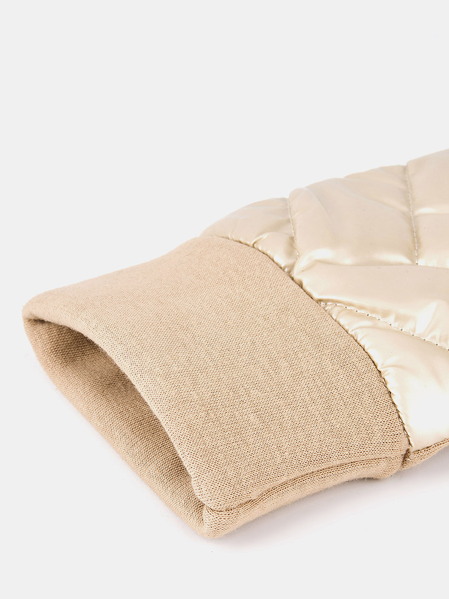 LB-CP-51-RF-gold/cream_Н Рукавицы женские,текстиль/трик отаж,р.M,золотисто-бежевые