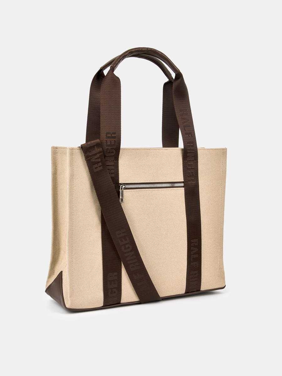 Сумка женская, бежевая, 36x11,5x29