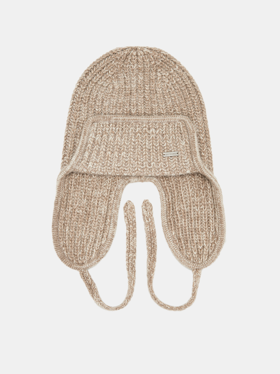 110323P-18495-12 Шапка ушанка женская,60%нейло н,30%вискоза,10%ангора,бежевая