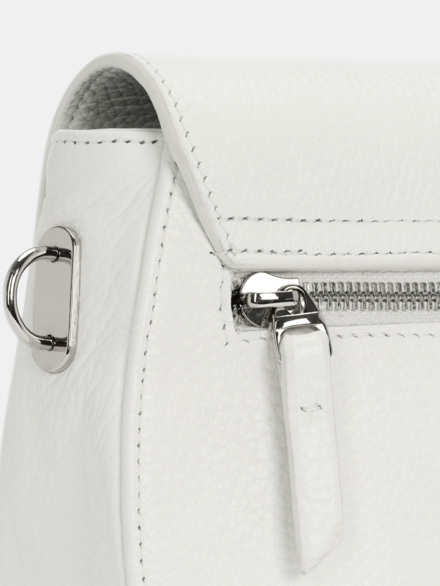 Сумка женская из натуральной кожи, белая, 19х13х6