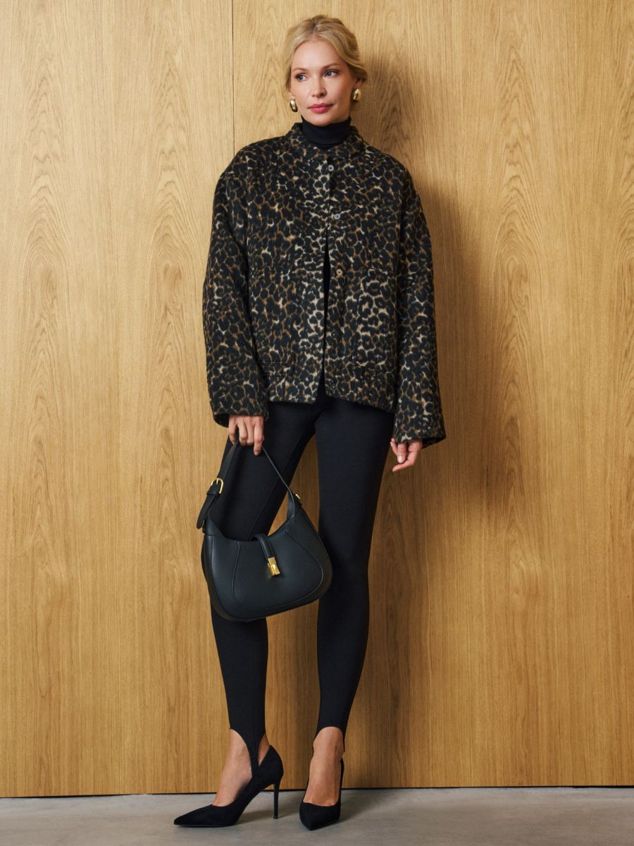  Сумка женская из натуральной кожи, черная, 28,5х8х23