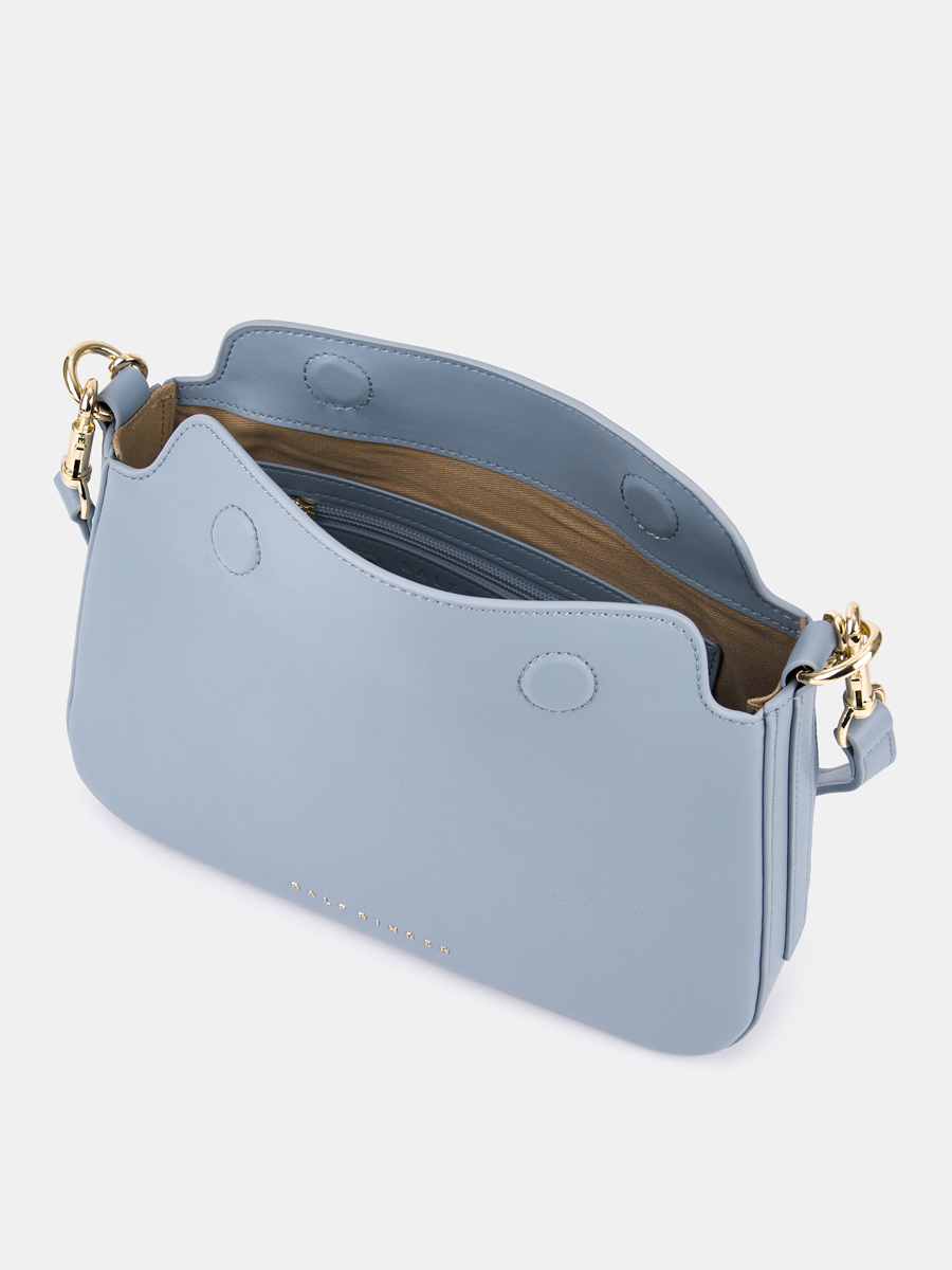 Сумка женская из натуральной кожи, голубая, 26,5х5,2х18,5