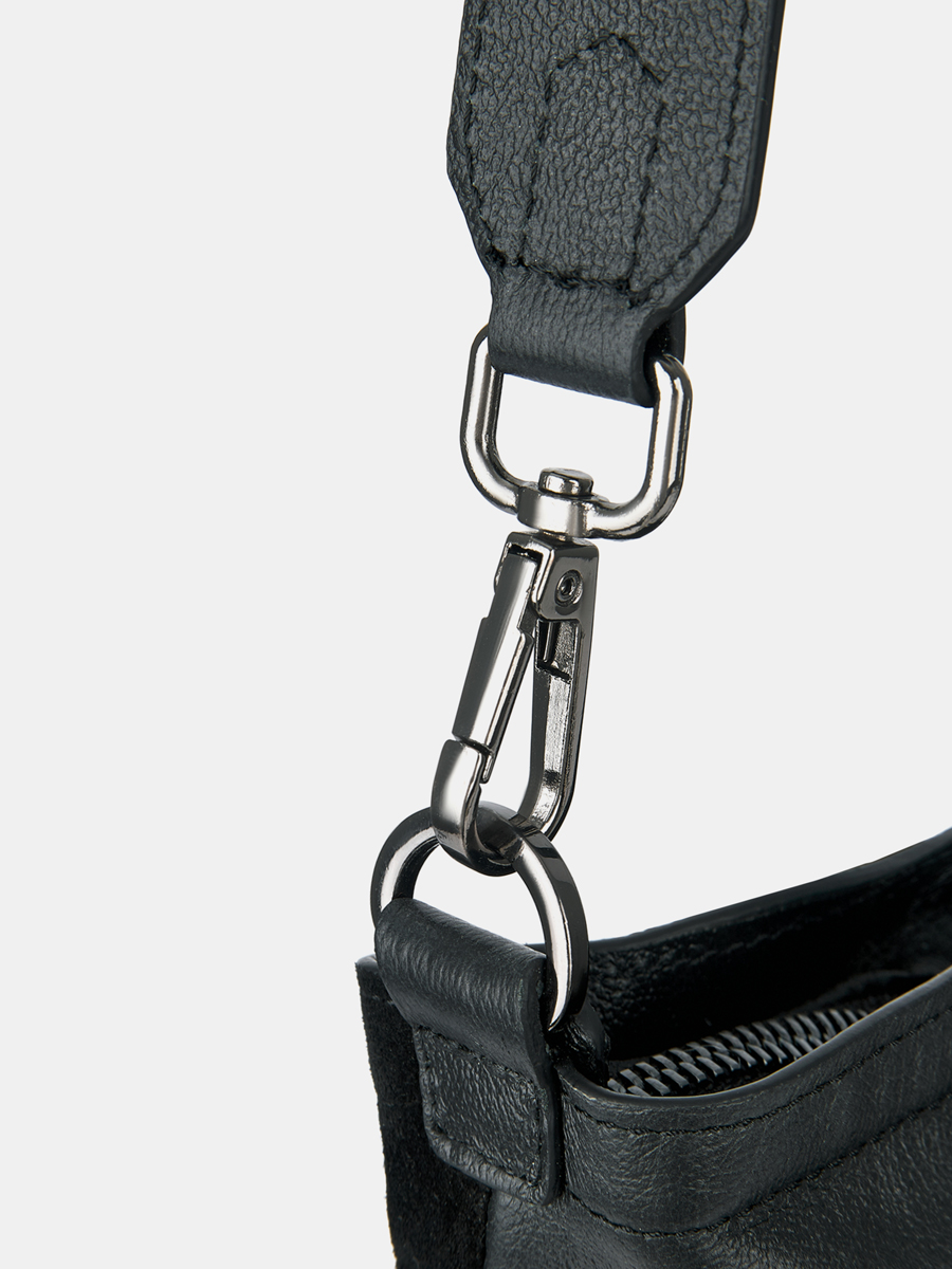 Сумка женская из натурального велюра, черная, 31,5х28х3