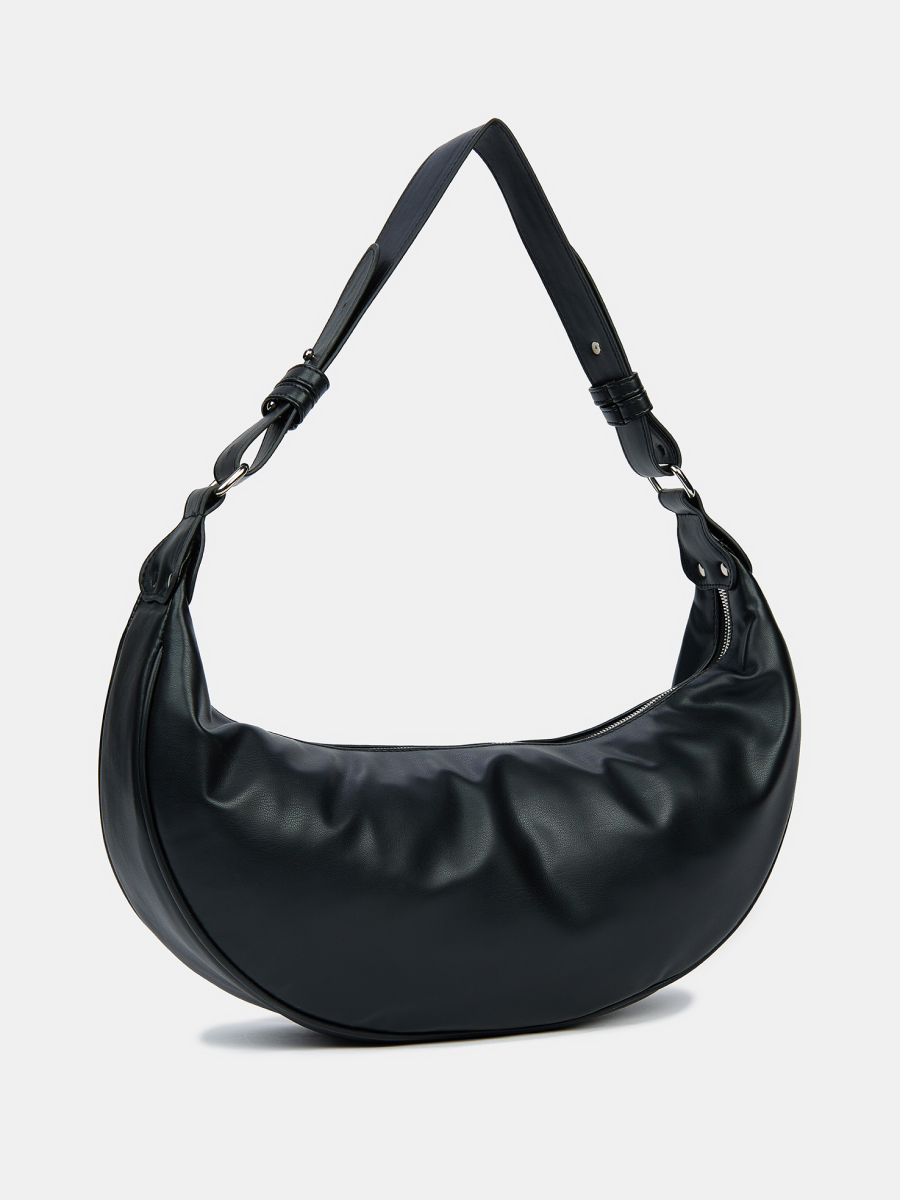 Сумка багет женская, черная, 43х19х9