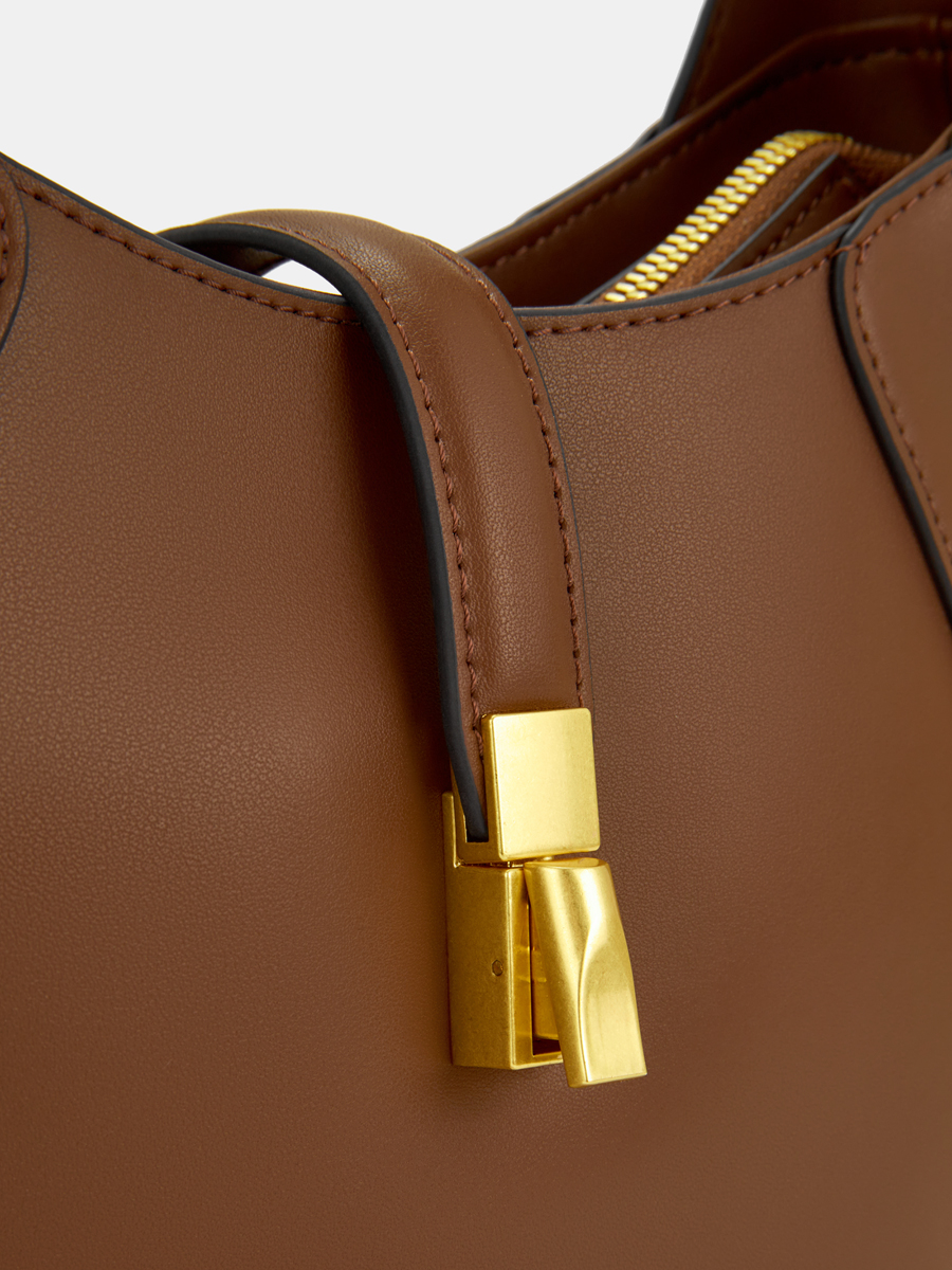  Сумка хобо женская из натуральной кожи, коричневая, 28,5х8х23