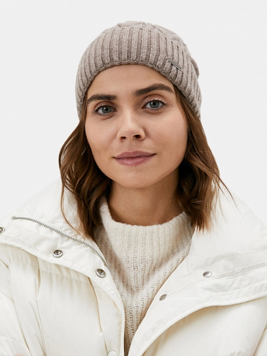 110322P-14300-12 Шапка женская 60%нейлон,30%вис коз,10%ангор,без/разм.бежевая