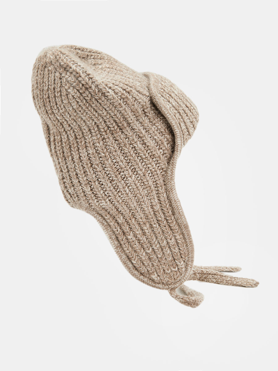 110323P-18495-12 Шапка ушанка женская,60%нейло н,30%вискоза,10%ангора,бежевая