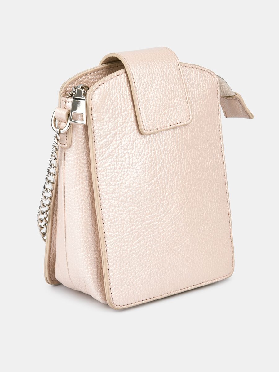 Сумка женская из натуральной кожи, розовая, 13х18х6