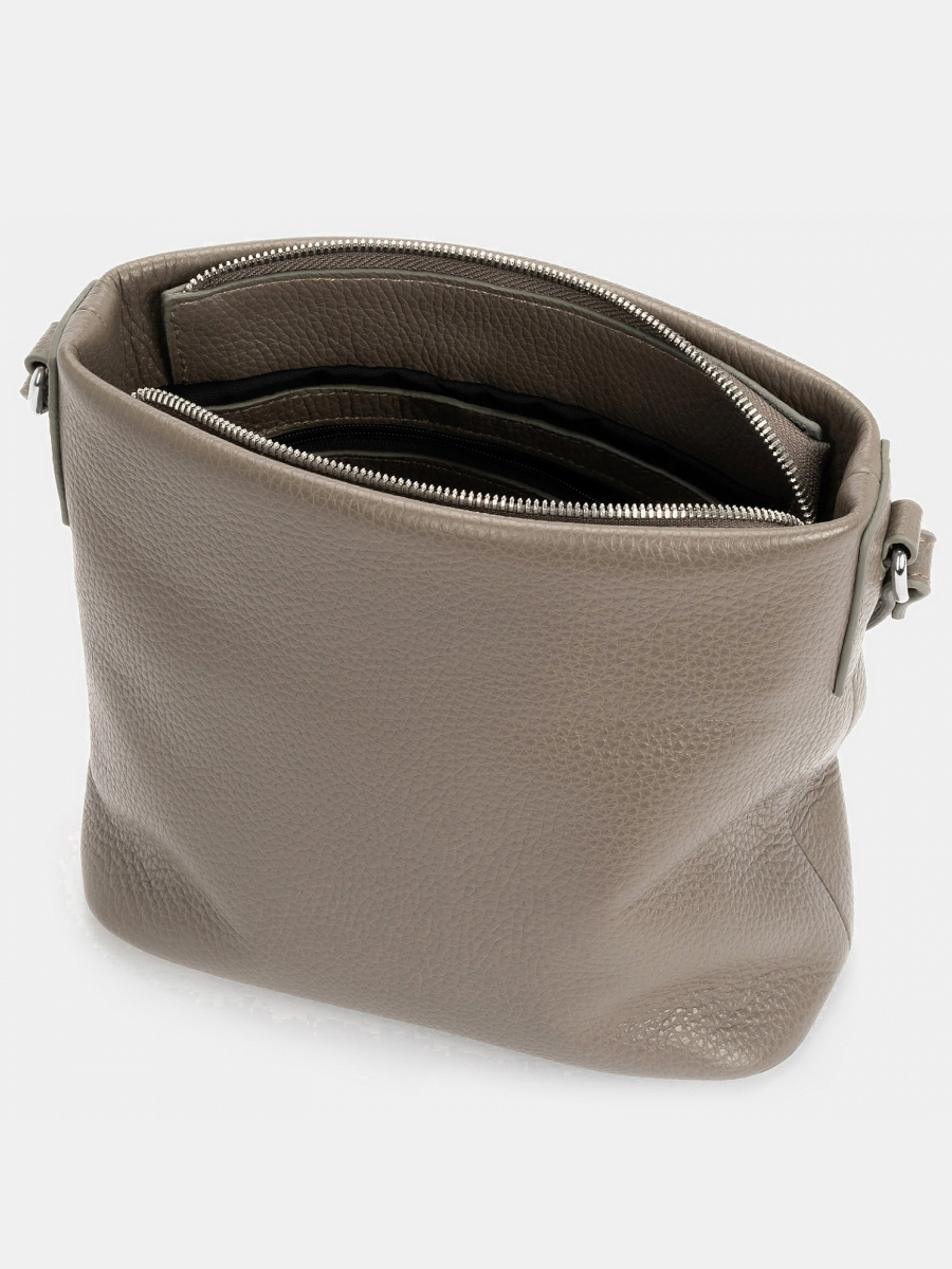 Сумка женская из натуральной кожи, хаки, 24х21х10,5 