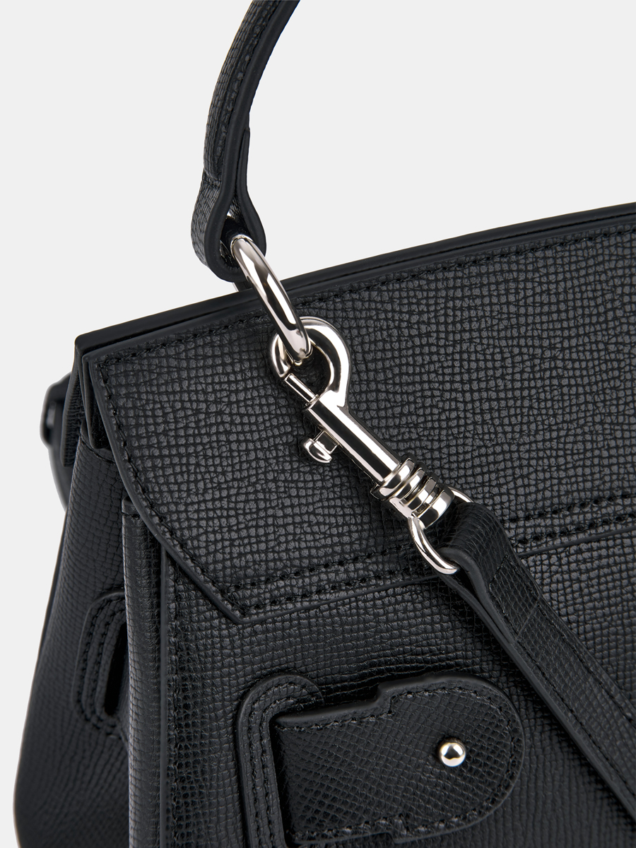 Сумка женская из натуральной кожи, черная, 25х10х18