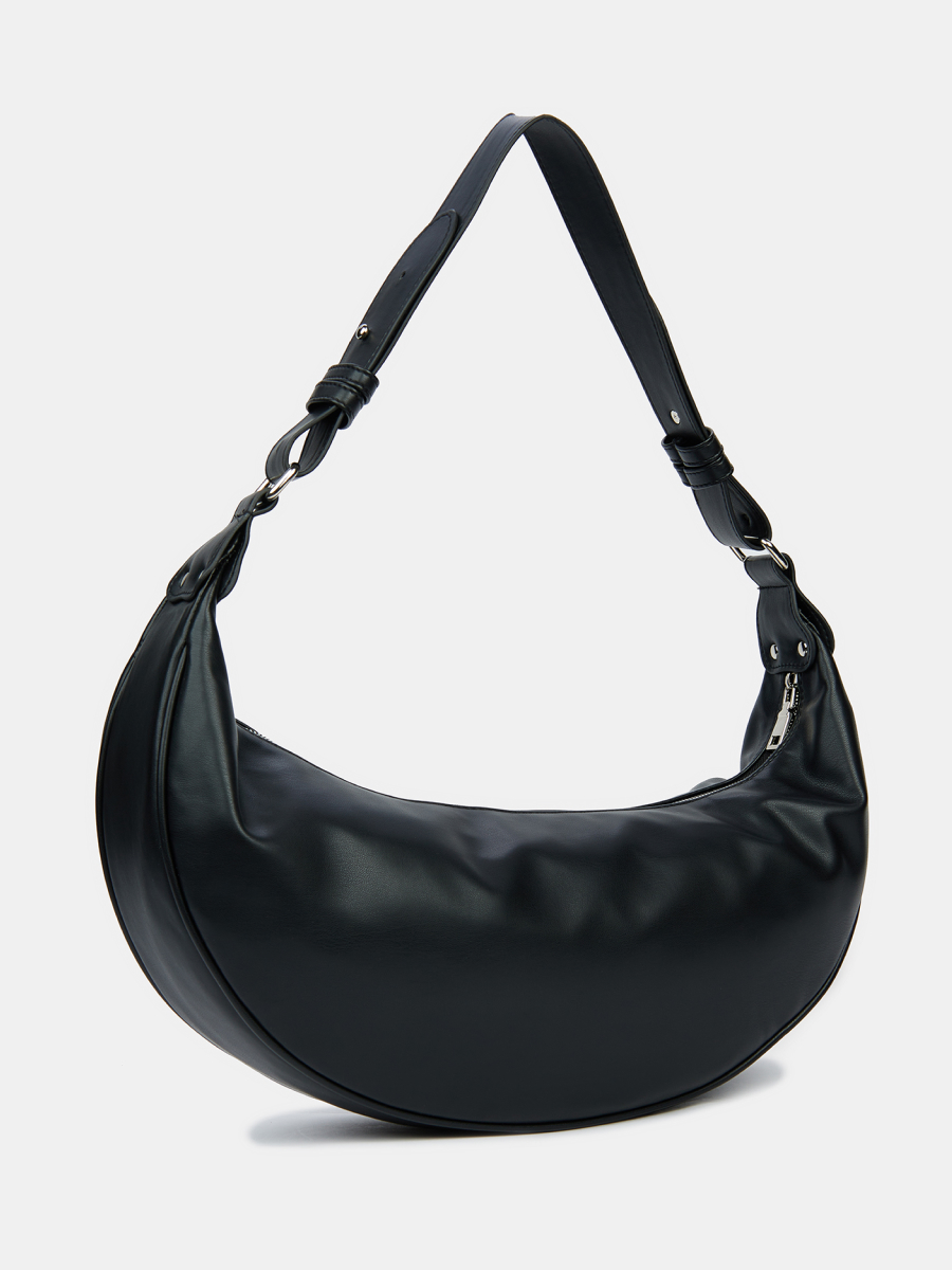 Сумка багет женская, черная, 43х19х9