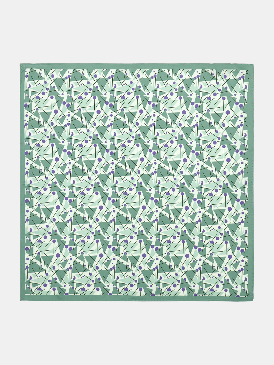 170312P-17488-14_Н Платок женский,100%полиэстер ,55*55, зеленый