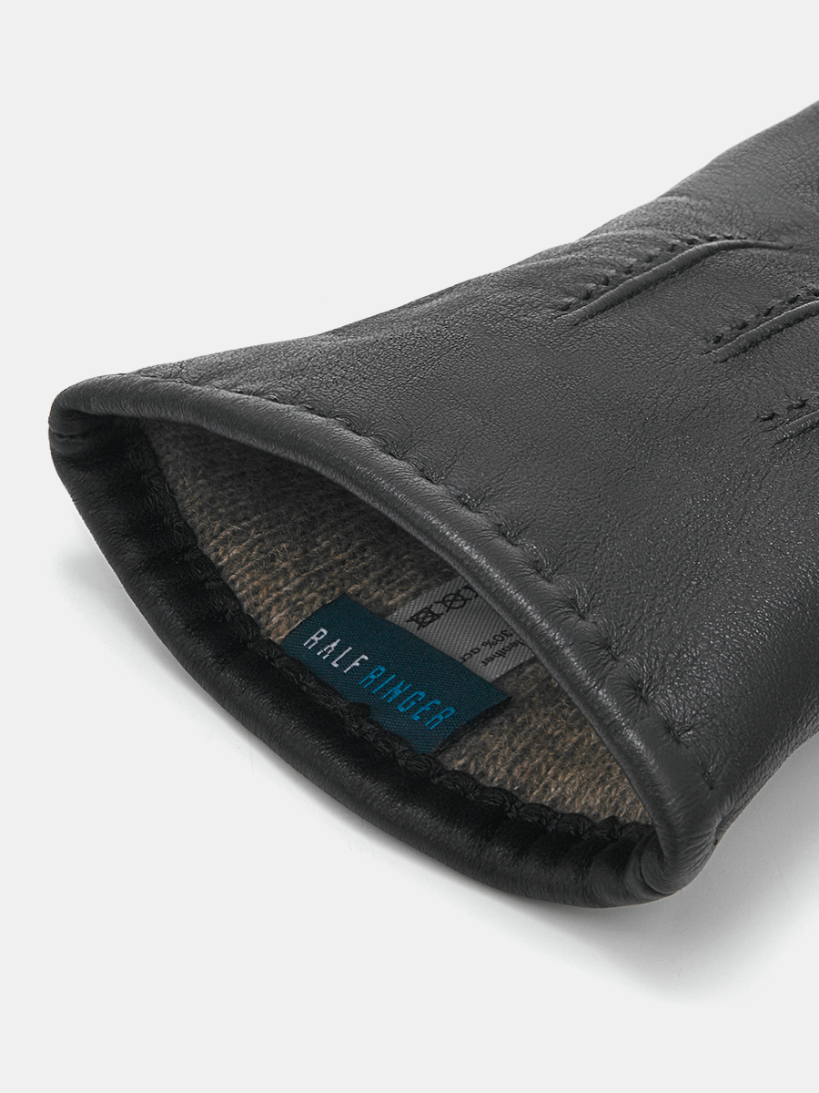 LB-0803-RF-black-10_Н Перчатки муж.нат.кожа70%шерсть 30% акрил р.10 черные