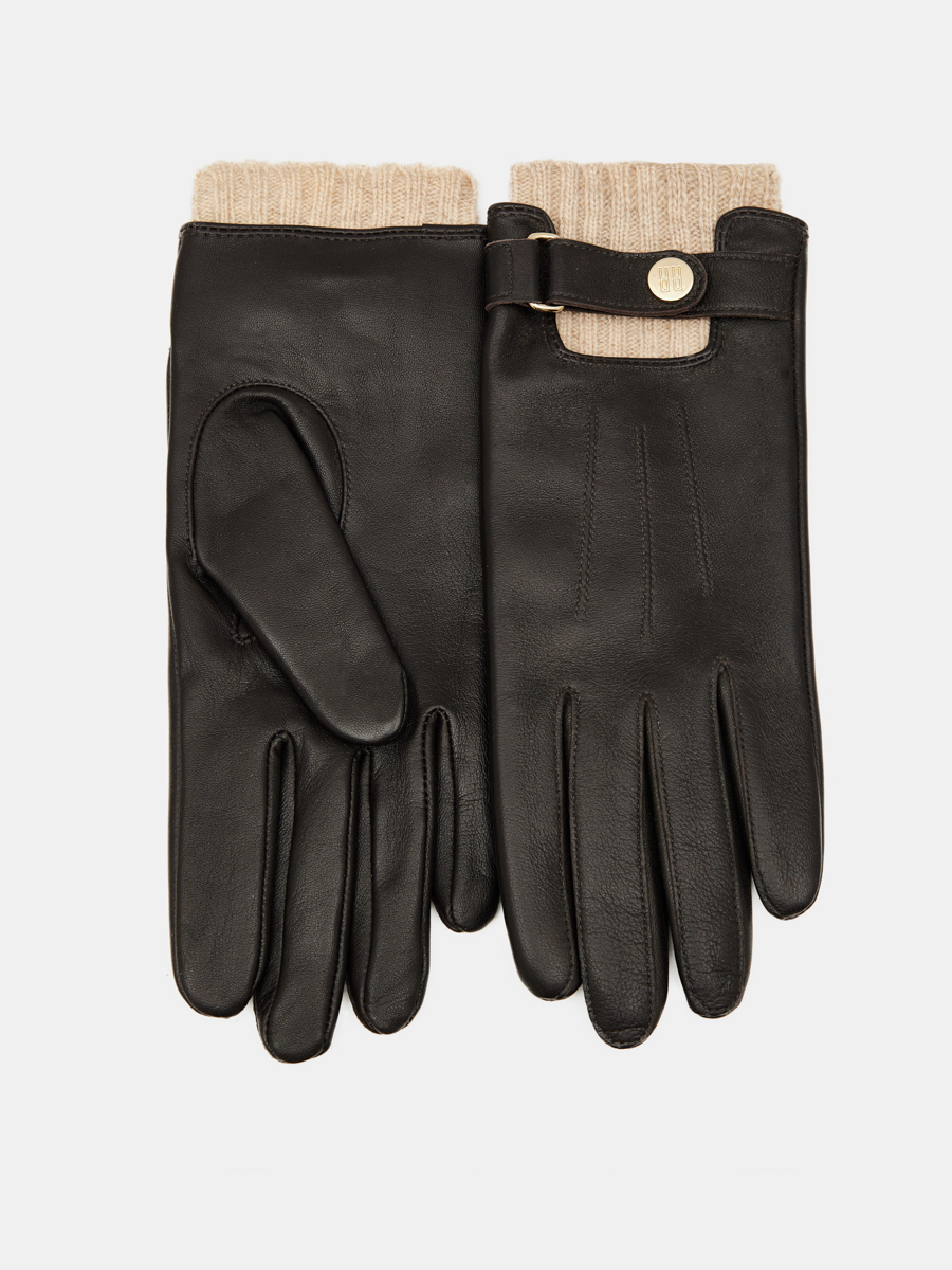 LB-0981L-RF-brown/beige-7 Перчатки женские нат.кожа р.7 коричневый/бежевый