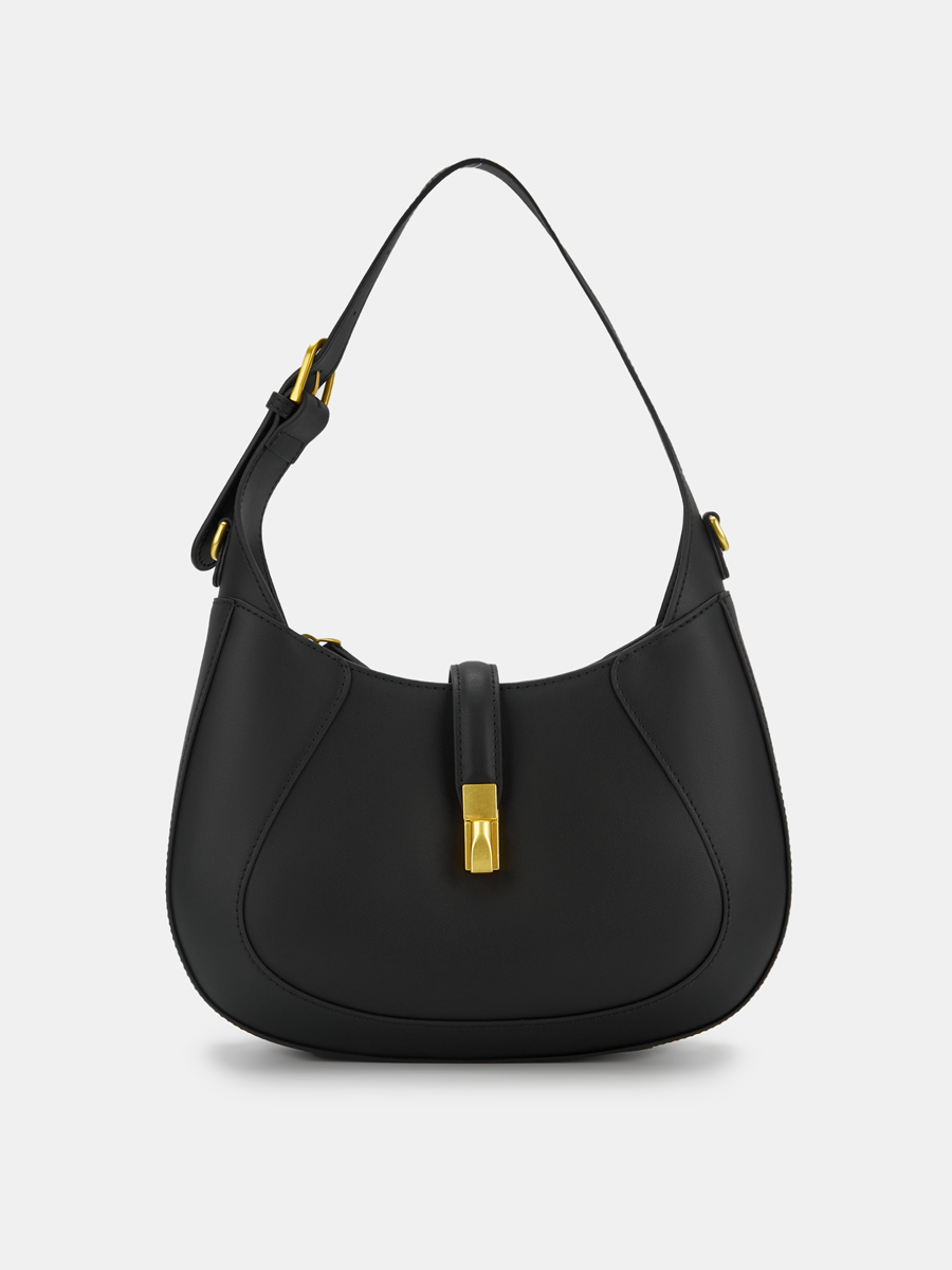  Сумка женская из натуральной кожи, черная, 28,5х8х23