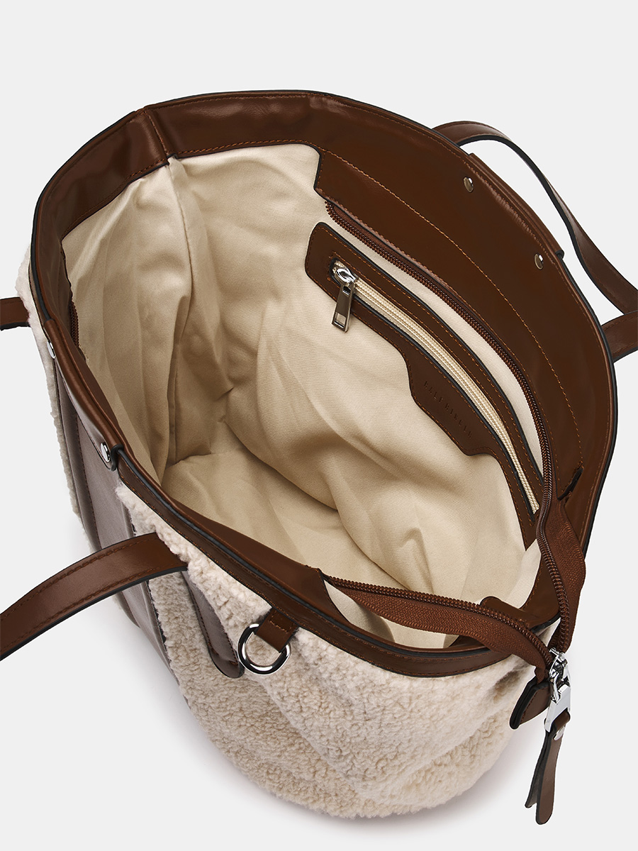 АУГС331800 Сумка женская искусст.кожа/иск усст.мех,260х150х280,беж/конья