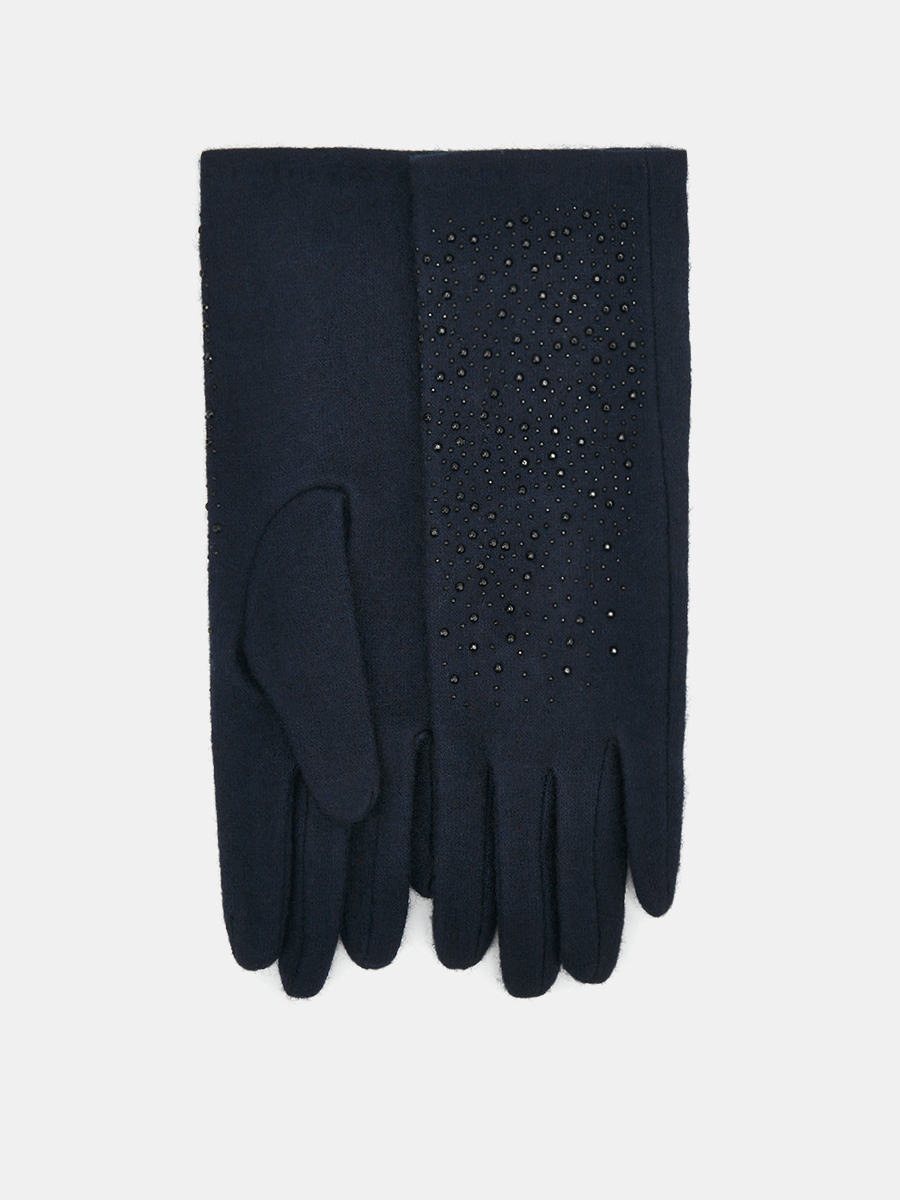 LB-PH-42-RF-navy-M_Н Перчатки жен.трикотаж 80%шерст ь,20% нейлон,р.М темно-синие