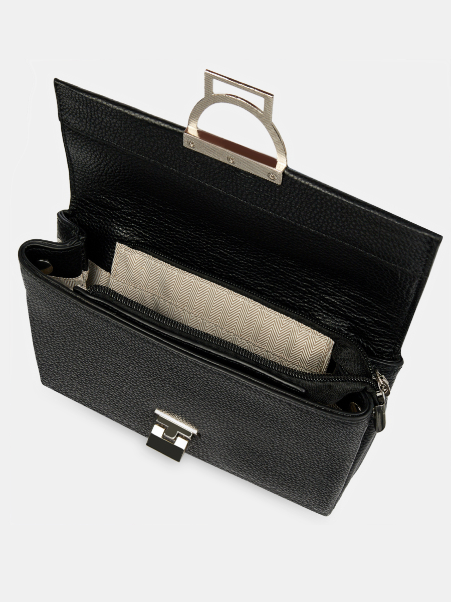 Сумка женская из натуральной кожи, черная, 21*6*15 