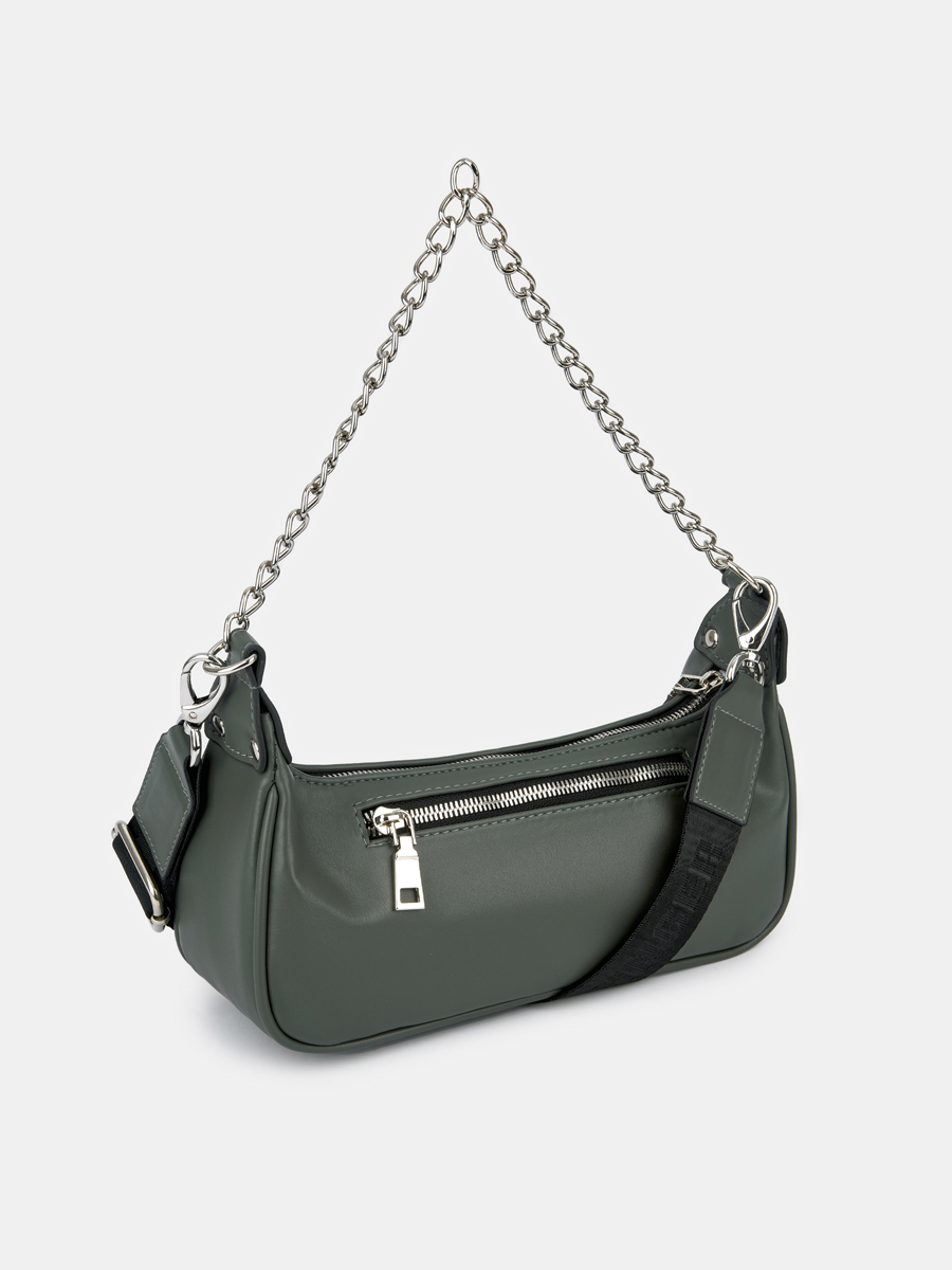 Сумка женская, зеленая, 25х8х11