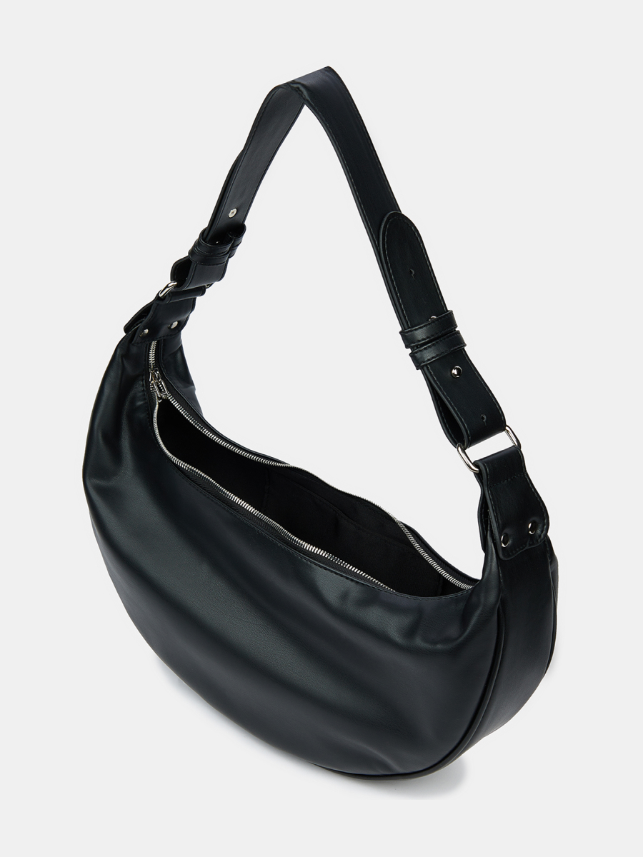 Сумка багет женская, черная, 43х19х9