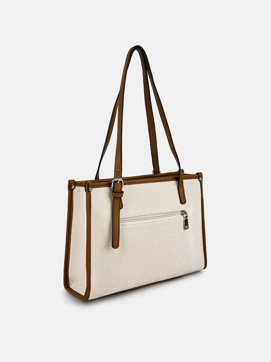 Сумка тоут женская, бежевая, 33*7*23