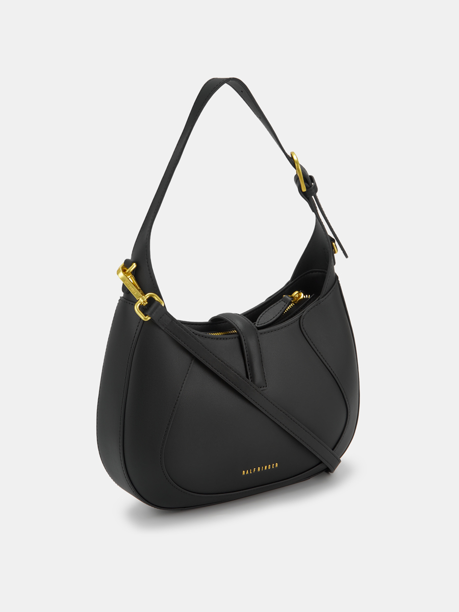  Сумка женская из натуральной кожи, черная, 28,5х8х23