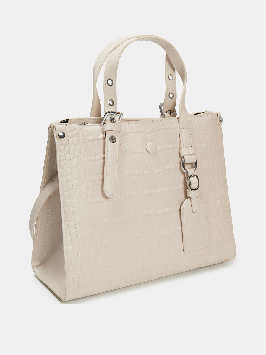 Сумка женская, серо-бежевая, 28*23*12 