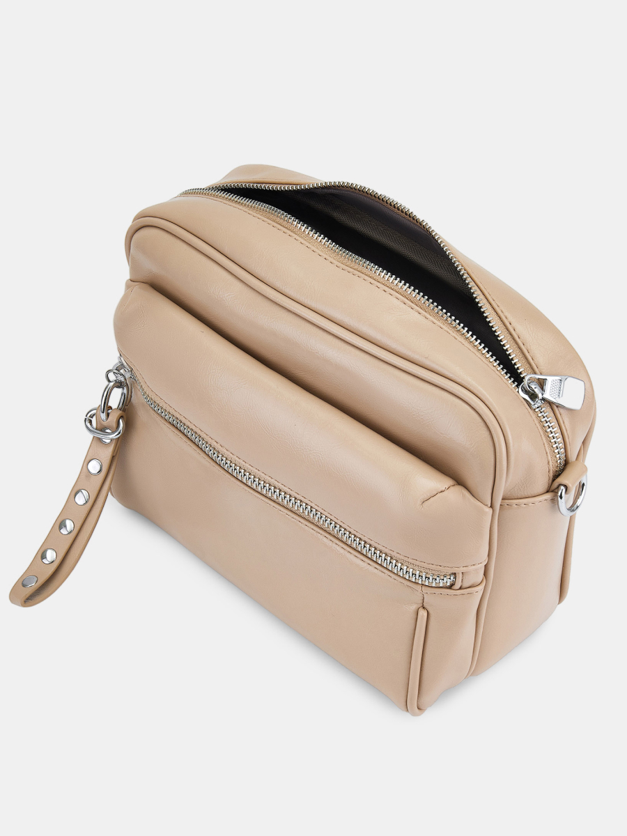  Сумка поясная женская, бежевая