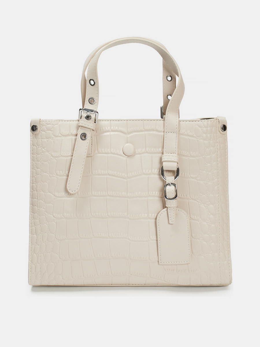 Сумка женская, серо-бежевая, 28*23*12 