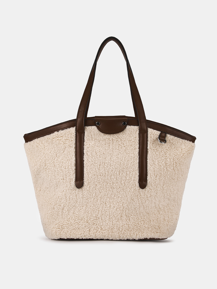 АУГС331800 Сумка женская искусст.кожа/иск усст.мех,260х150х280,беж/конья