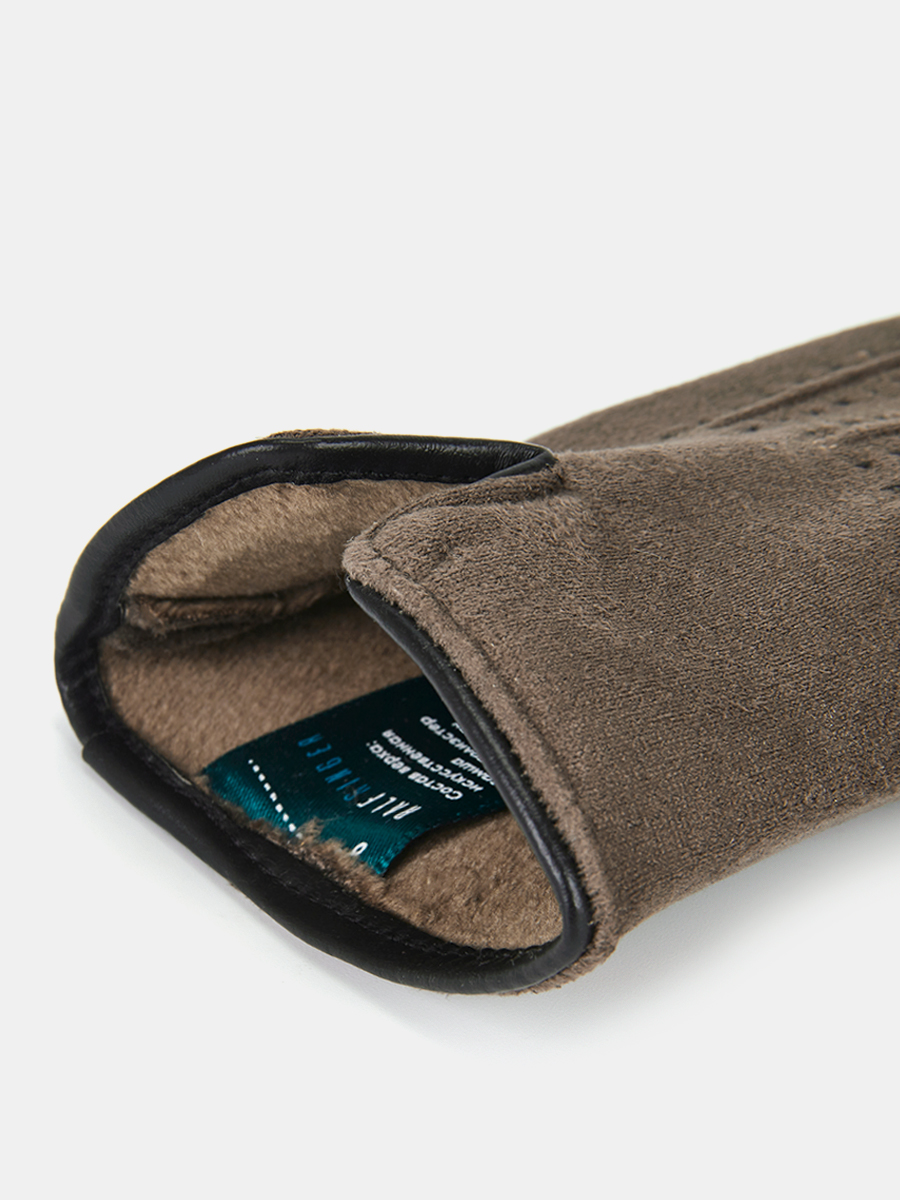 RH32-10_Н Перчатки жен. 100% искусствен ная замша темно-бежевый