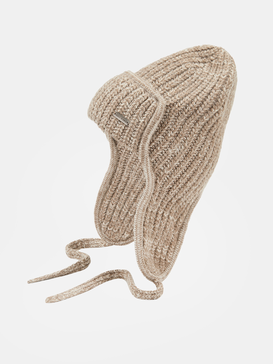 110323P-18495-12 Шапка ушанка женская,60%нейло н,30%вискоза,10%ангора,бежевая