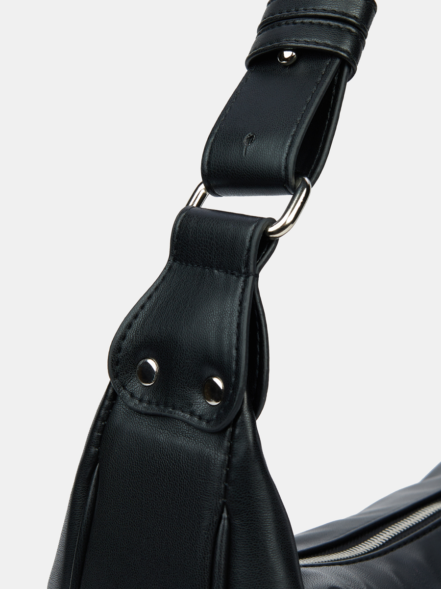 Сумка багет женская, черная, 43х19х9