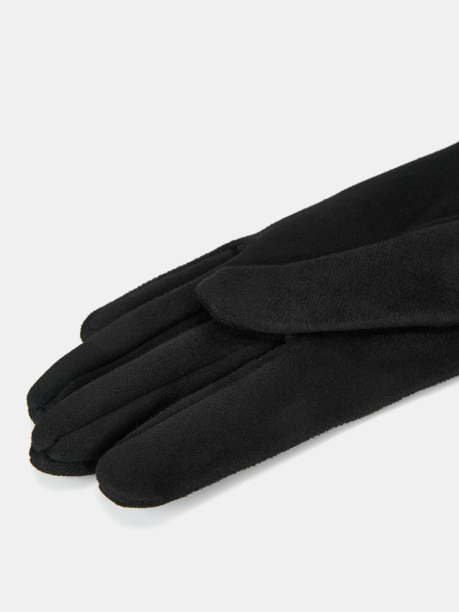 RH32-1_Н Перчатки жен. 100% искусствен ная замша черные