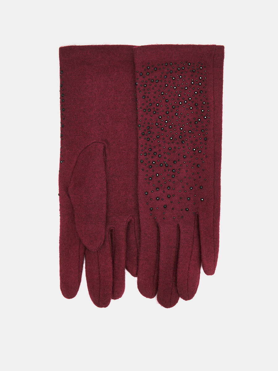 LB-PH-42-RF-bordo-M_Н Перчатки жен.трикотаж 80%шерст ь,20% нейлон,р.М бордовые