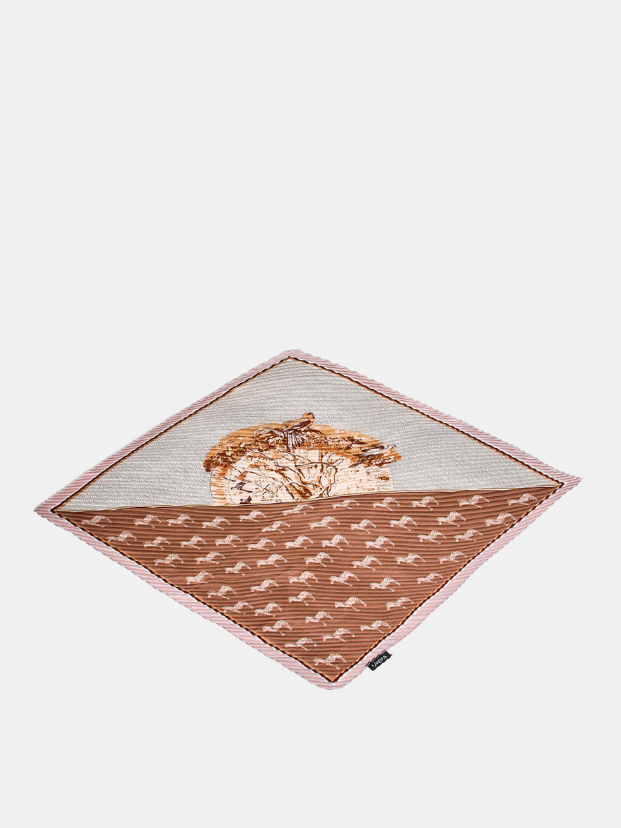 LSZ34-091-16 Палантин женский,50%шелк,50%вис коза,70х70см,коричневый