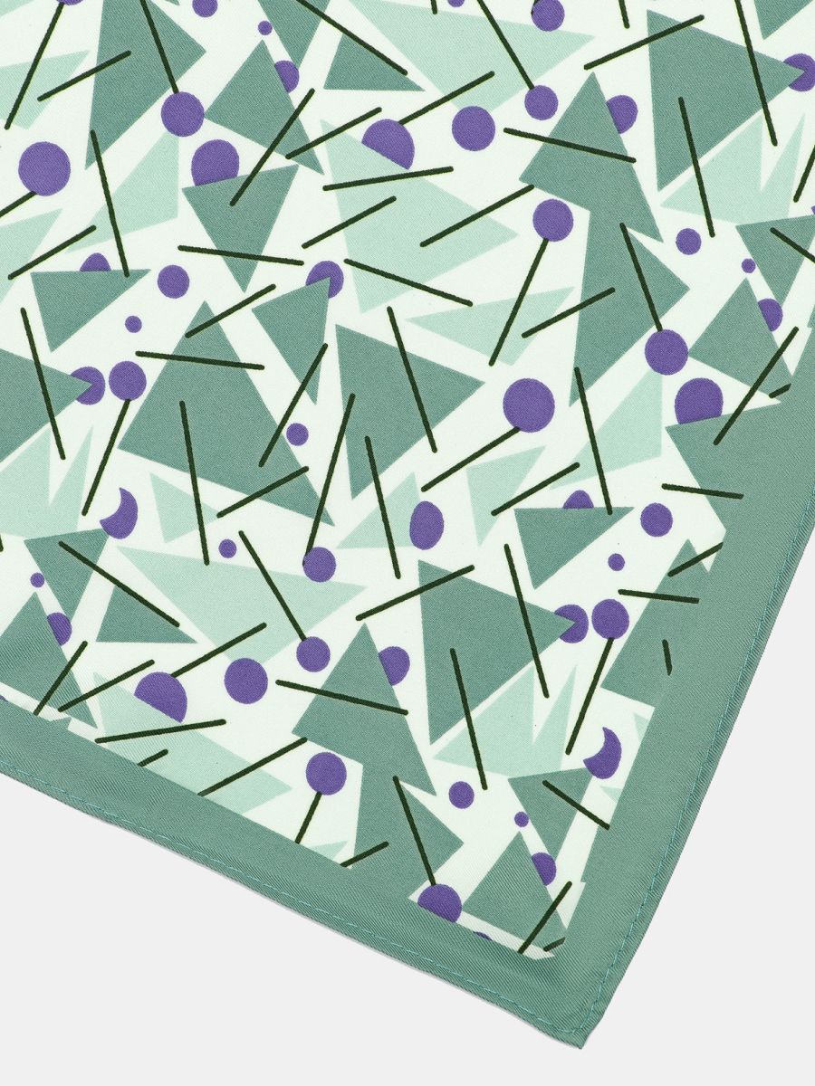 170312P-17488-14_Н Платок женский,100%полиэстер ,55*55, зеленый