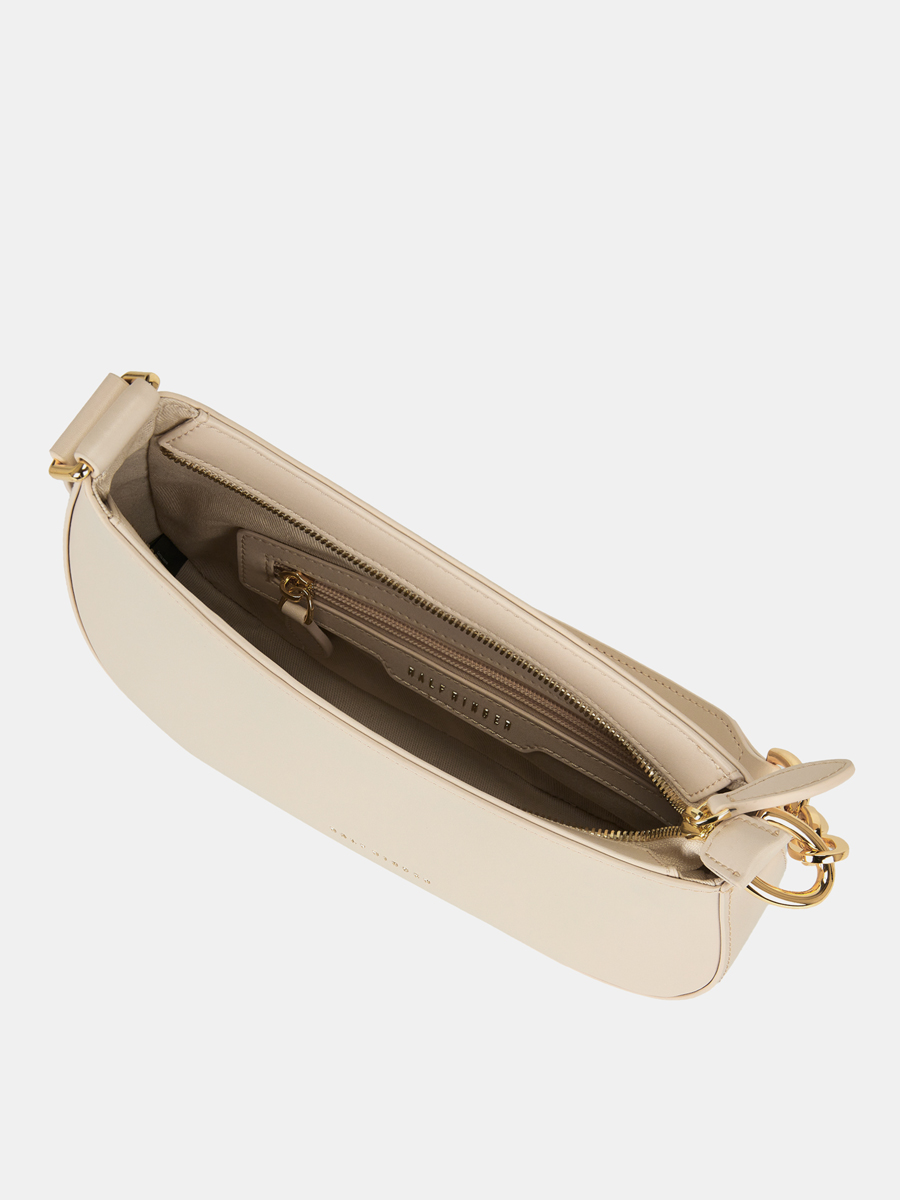 Сумка женская из натуральной кожи, бежевая, 6,5*20*25