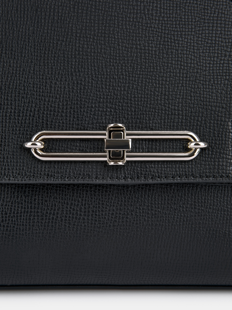 Сумка женская из натуральной кожи, черная, 25х10х18