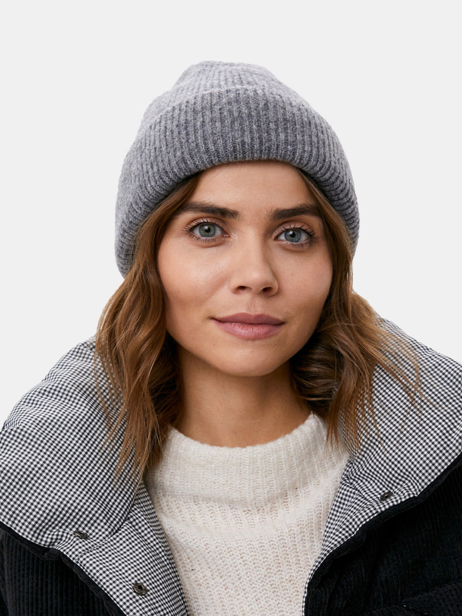 LANCASHIRE03-P-08_Н Шапка женская50%акрил,27%нейло н,10%мох,10%шерсть,б/разм.сера