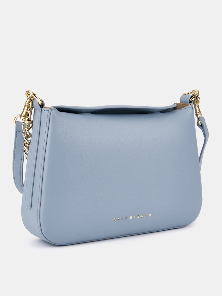 Сумка женская из натуральной кожи, голубая, 26,5х5,2х18,5