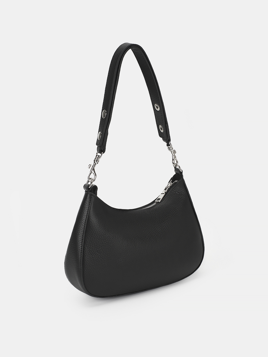 Сумка женская из натуральной кожи, черная, 28х6х17