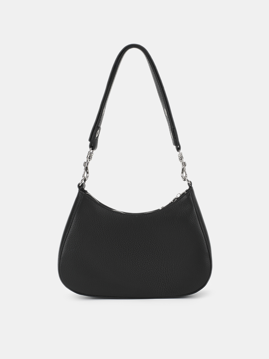 Сумка женская из натуральной кожи, черная, 28х6х17