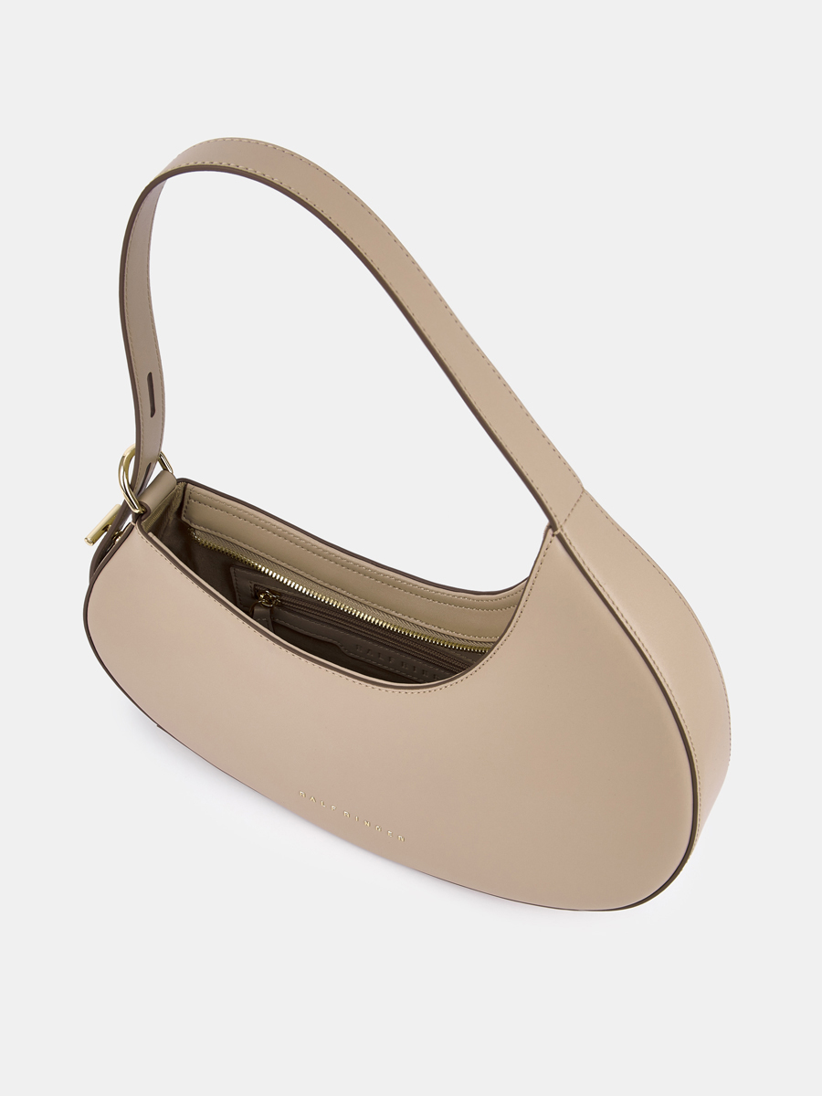 Сумка женская из натуральной кожи, бежевая, 33х6х25