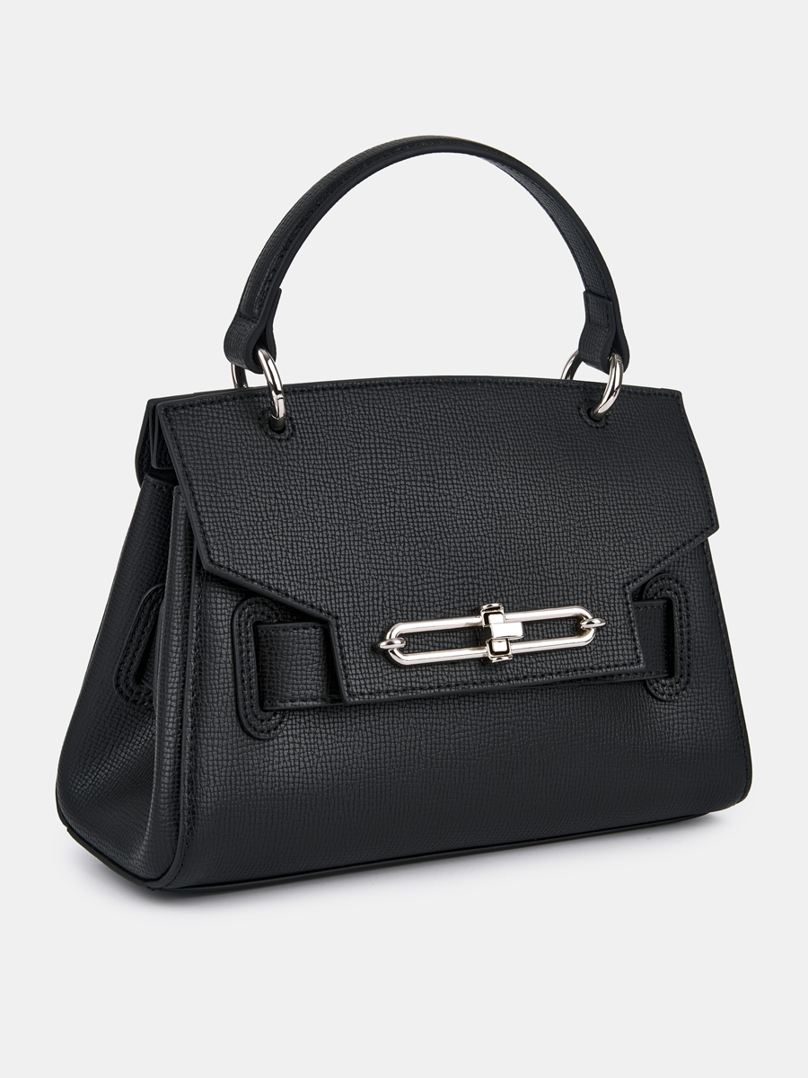 Сумка женская из натуральной кожи, черная, 25х10х18