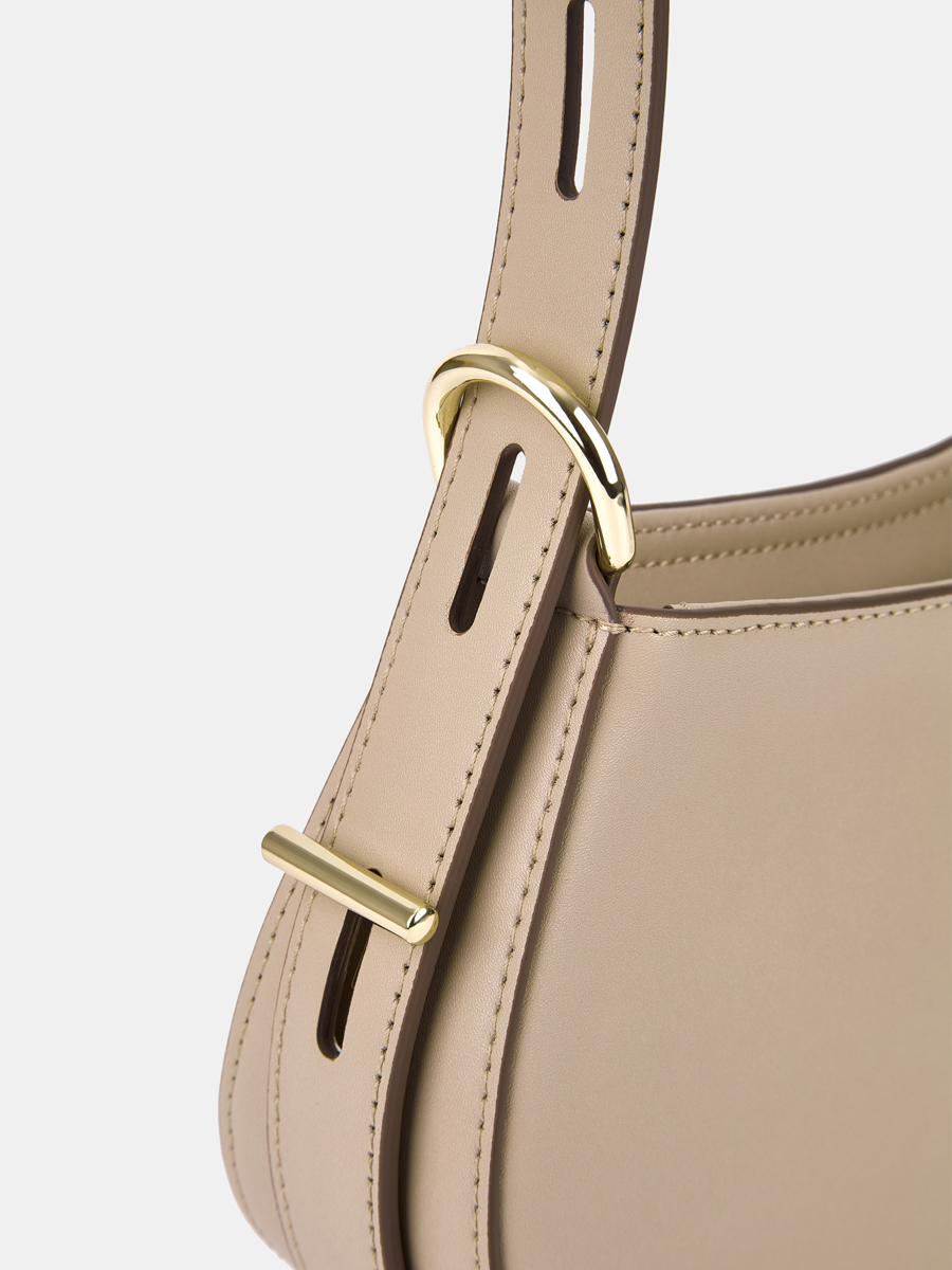 Сумка женская из натуральной кожи, бежевая, 33х6х25