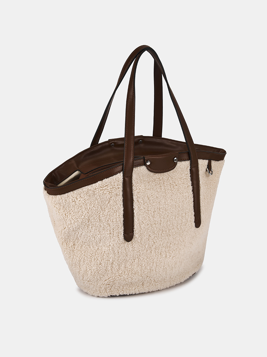 АУГС331800 Сумка женская искусст.кожа/иск усст.мех,260х150х280,беж/конья