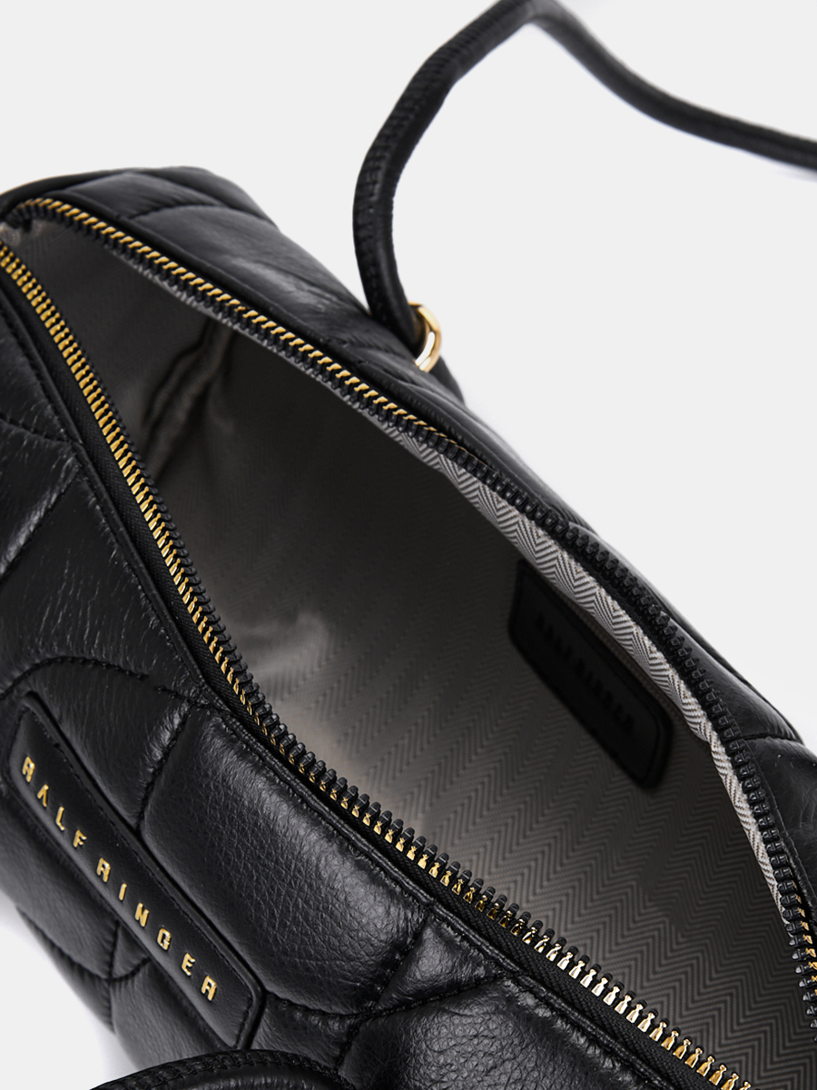 Сумка женская цилиндрической формы, черная, 28х8х13