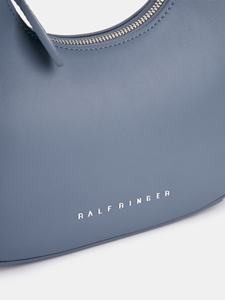 Сумка полумесяц женская из натуральной кожи, голубая, 24,5х6,5х18